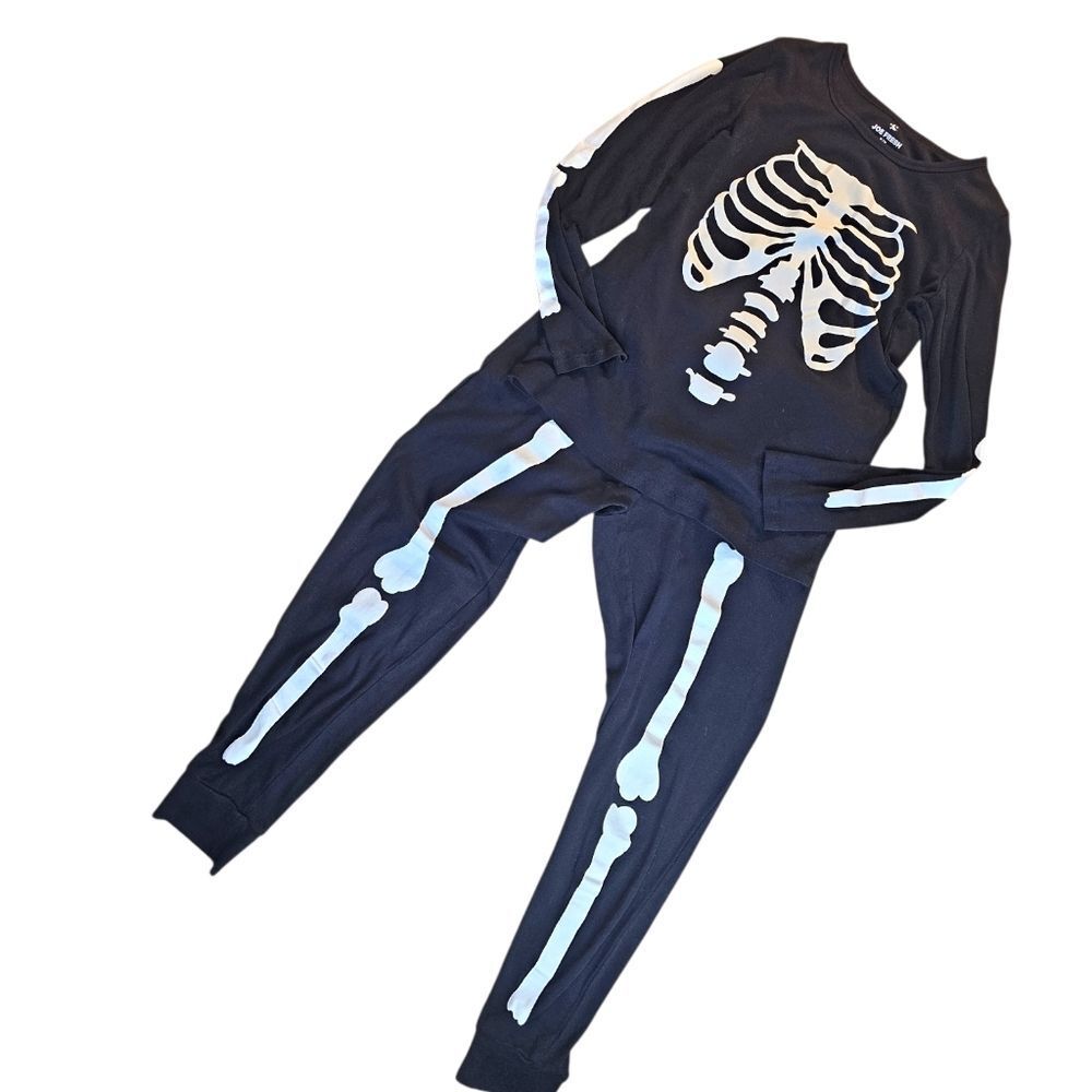 🎃 Joe Fresh Skeleton Pajama Set – Black Cotton | 2-Piece | Size Small 💀✨
